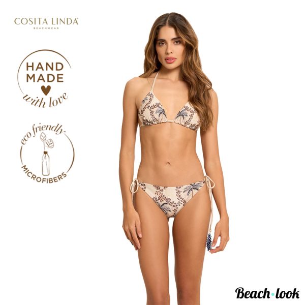 Cosita Linda Luxe handgemaakte beige goud triangel bikinitop