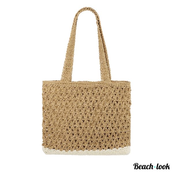 Gehaakte crochet strandtas beige