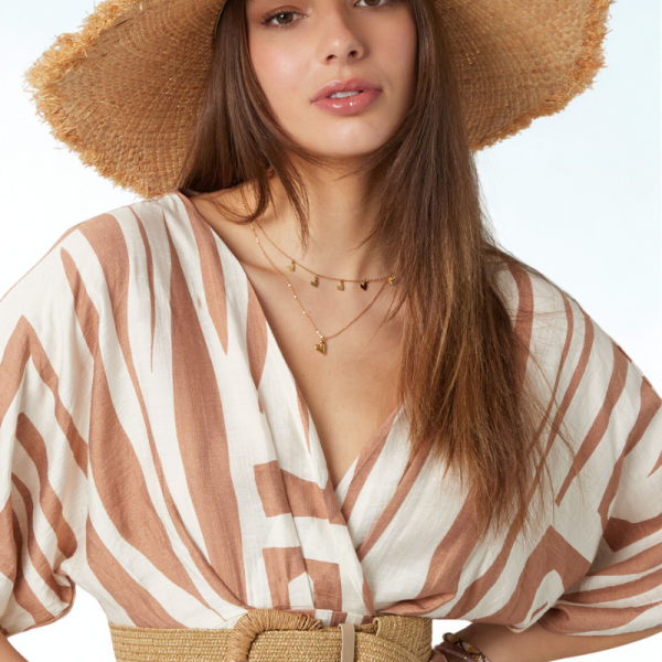 Grote beige strandhoed raffia
